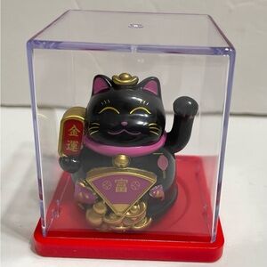 Solar Lucky Cat Waving Arm Solar Toy-Black,2” Tall,New